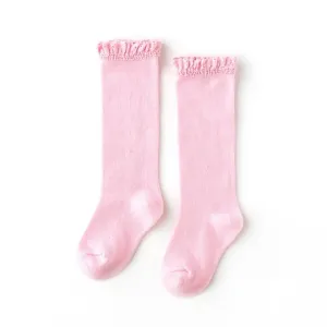 Little Stocking Co Lace Top Knee High Socks - Winter Cotton Candy