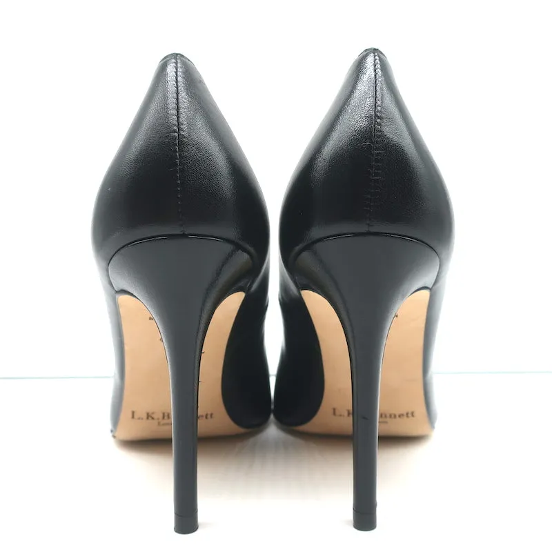LK Bennett Fern Pumps Black Leather Size 40 Pointed Toe Heels NEW