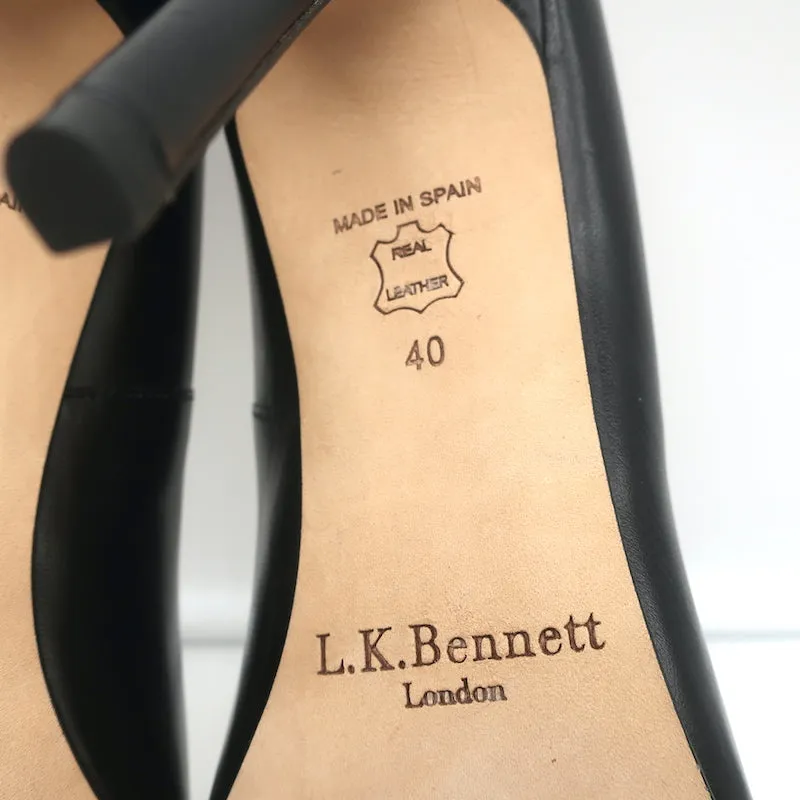 LK Bennett Fern Pumps Black Leather Size 40 Pointed Toe Heels NEW