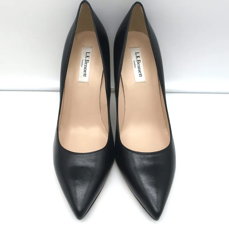 LK Bennett Fern Pumps Black Leather Size 40 Pointed Toe Heels NEW