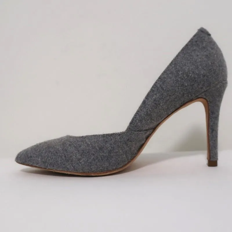 Loeffler Randall Pumps Pari Gray Wool Felt Size 6.5 Pointed Toe Heels