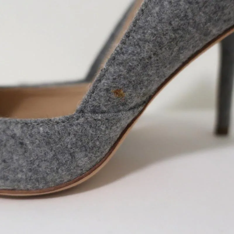 Loeffler Randall Pumps Pari Gray Wool Felt Size 6.5 Pointed Toe Heels