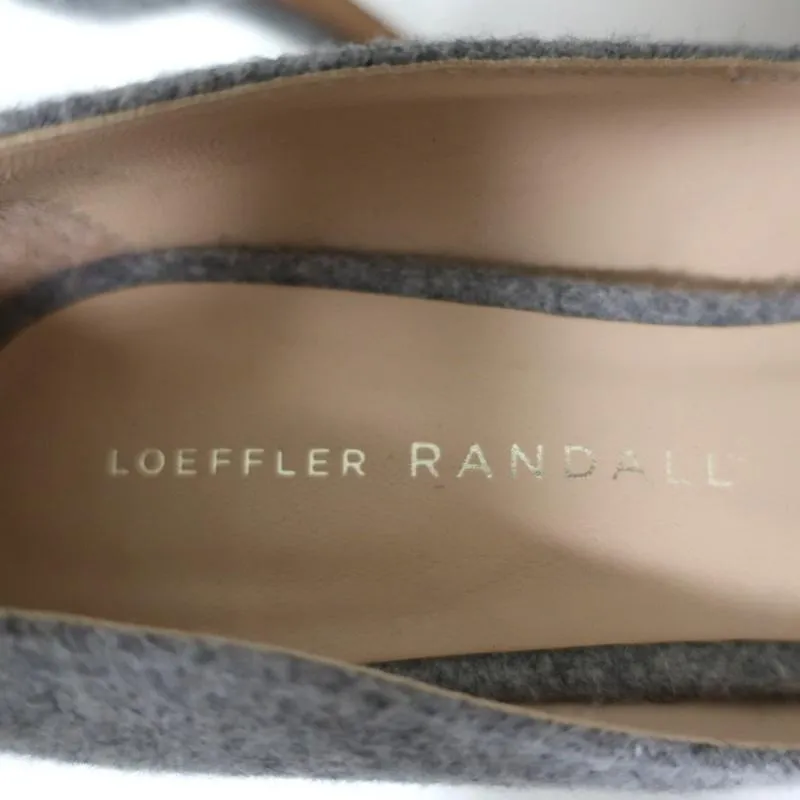 Loeffler Randall Pumps Pari Gray Wool Felt Size 6.5 Pointed Toe Heels