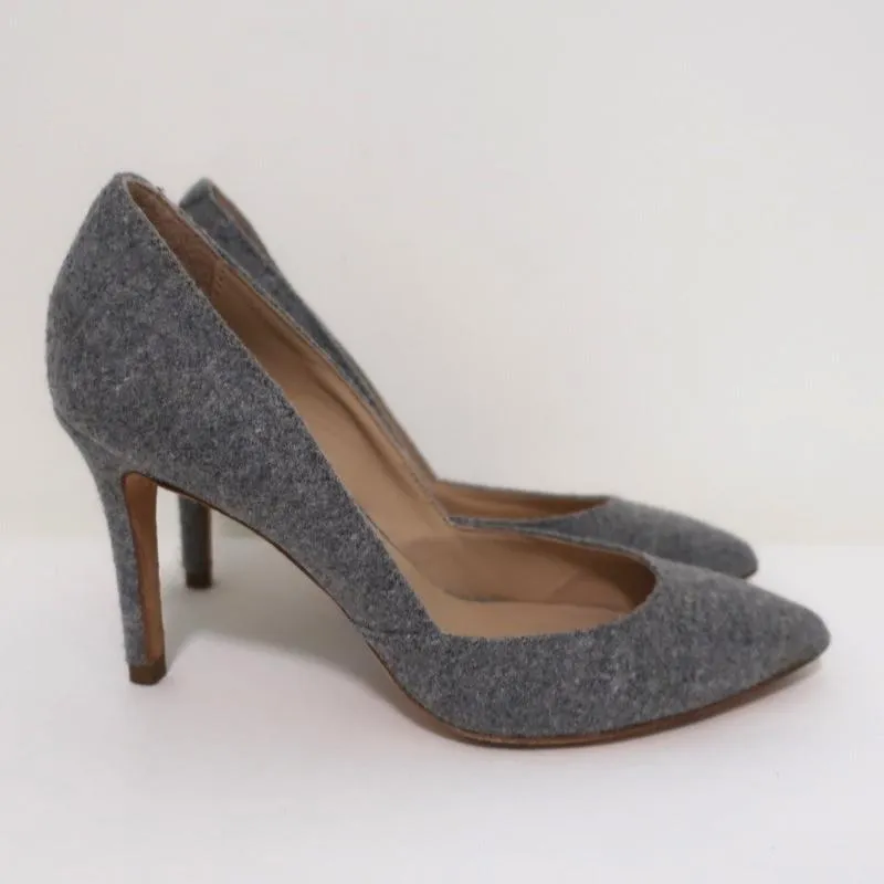 Loeffler Randall Pumps Pari Gray Wool Felt Size 6.5 Pointed Toe Heels