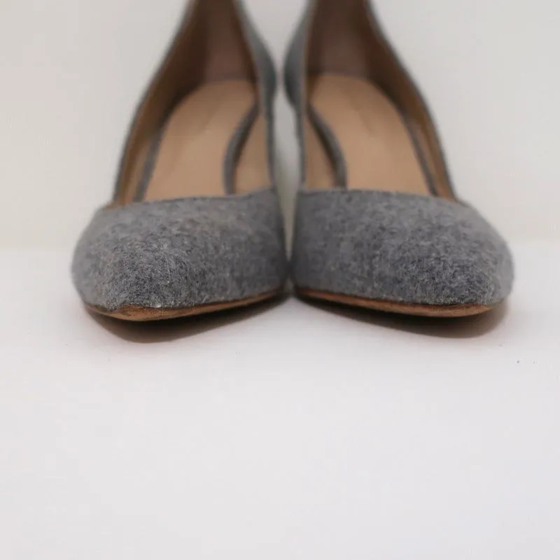 Loeffler Randall Pumps Pari Gray Wool Felt Size 6.5 Pointed Toe Heels