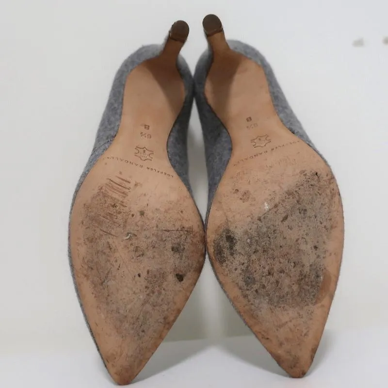 Loeffler Randall Pumps Pari Gray Wool Felt Size 6.5 Pointed Toe Heels