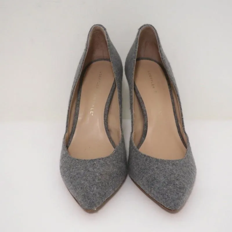 Loeffler Randall Pumps Pari Gray Wool Felt Size 6.5 Pointed Toe Heels