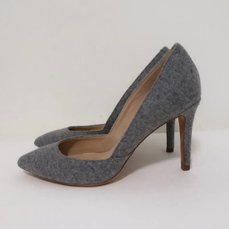 Loeffler Randall Pumps Pari Gray Wool Felt Size 6.5 Pointed Toe Heels