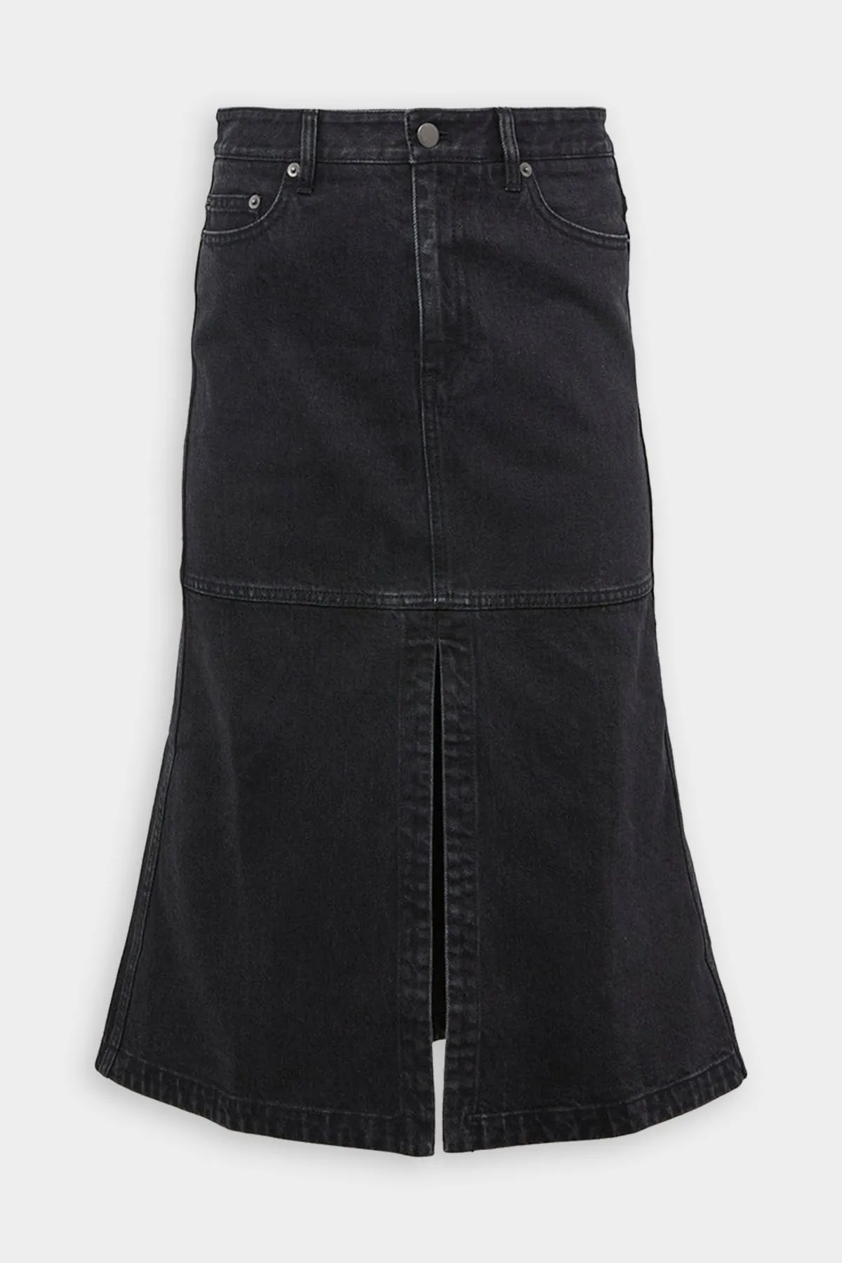 Long Denim Skirt in Black