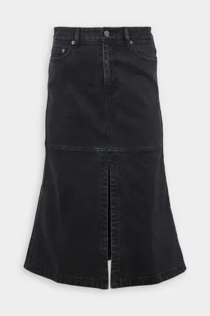 Long Denim Skirt in Black