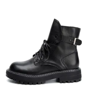 Martin Boots Women 2020 New British Style Genuine Leather Ladies Ankle Boots Thick Heel Retro Casual fur Short Boots Women