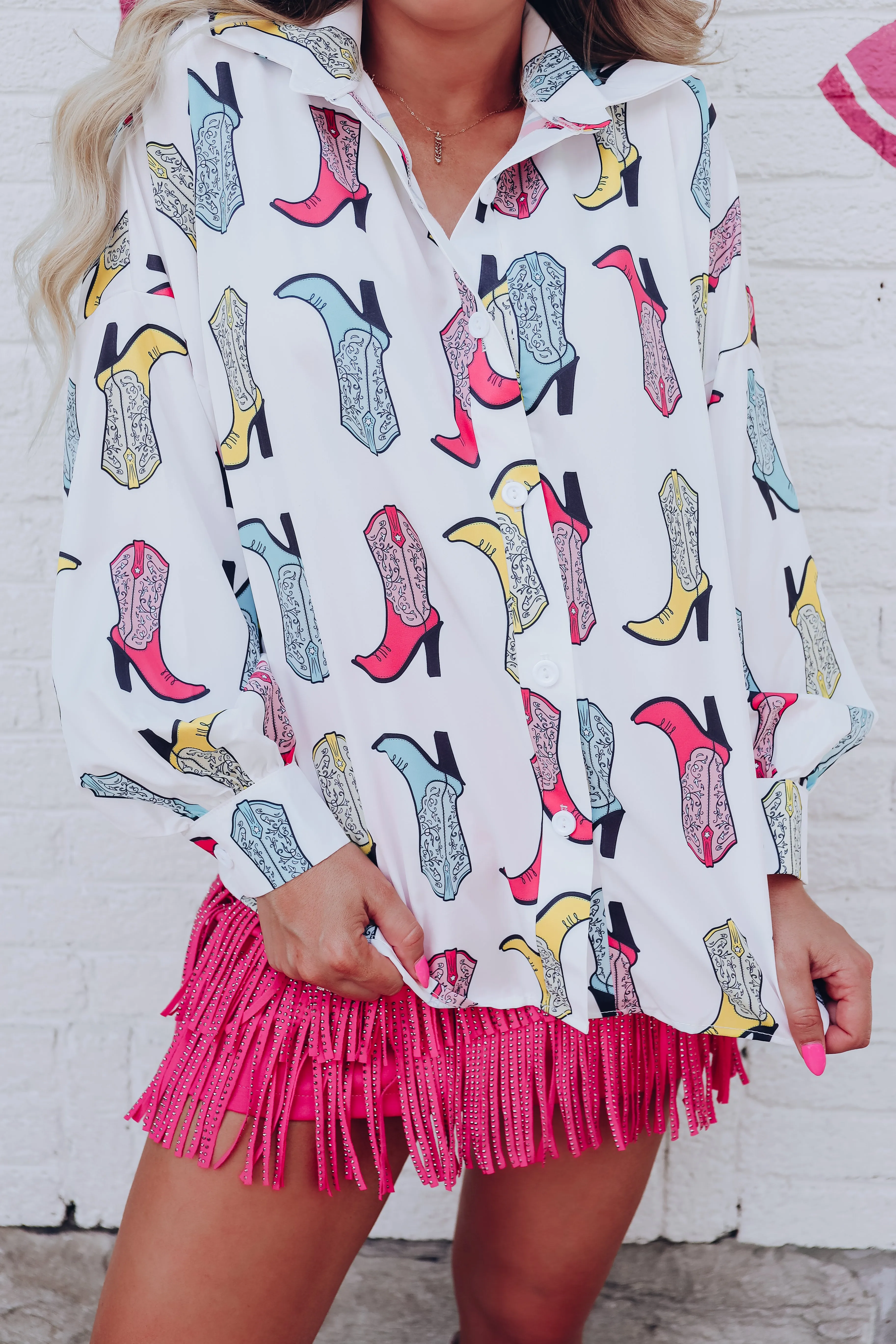 Memphis Cowboy  Boot Printed Blouse