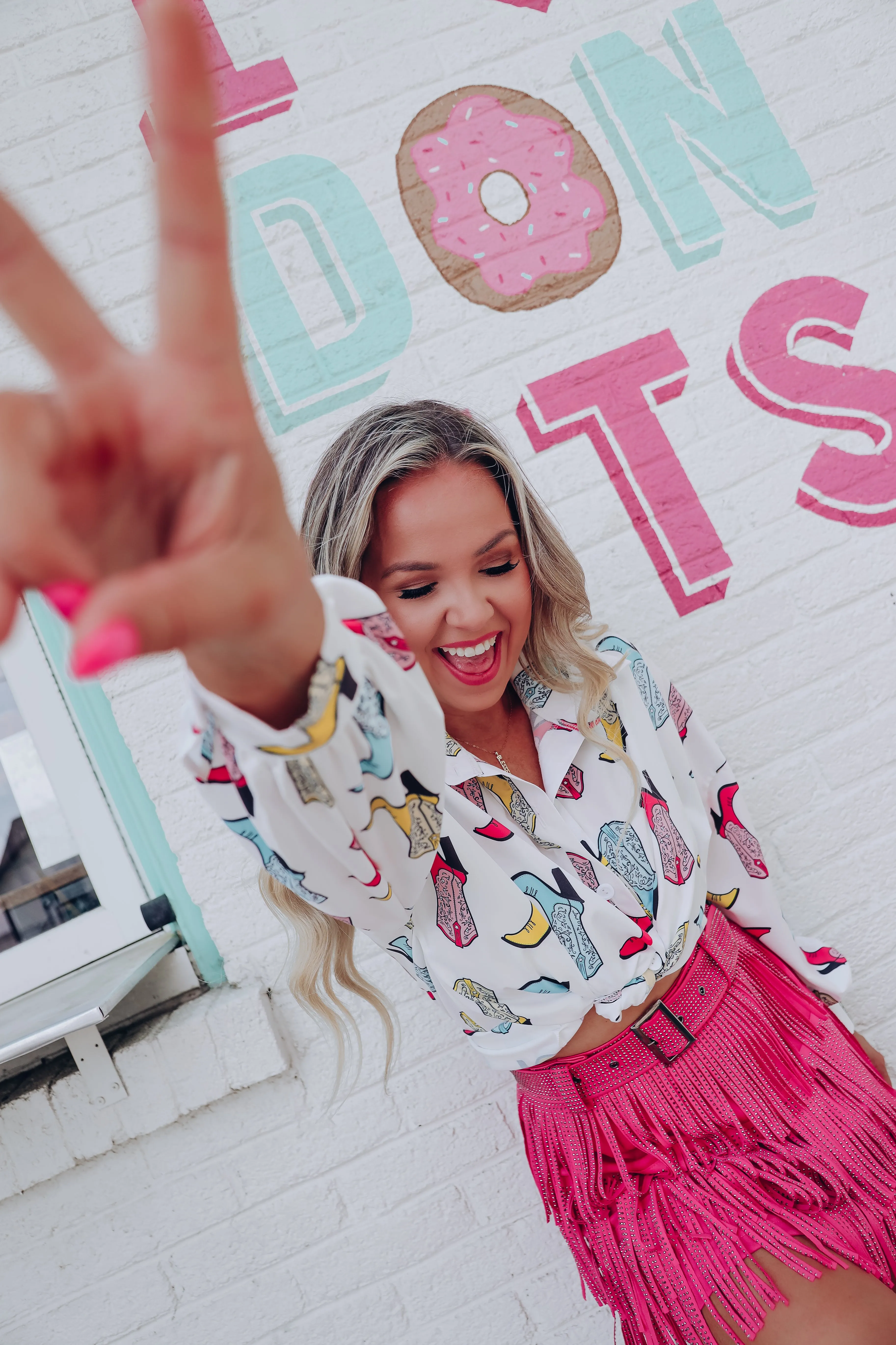 Memphis Cowboy  Boot Printed Blouse