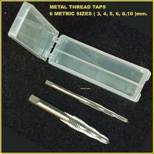 METAL THREAD CUTTING TAPS 6 METRIC SIZES ( 3,4,5,6,8,10 )mm - BRAND NEW.