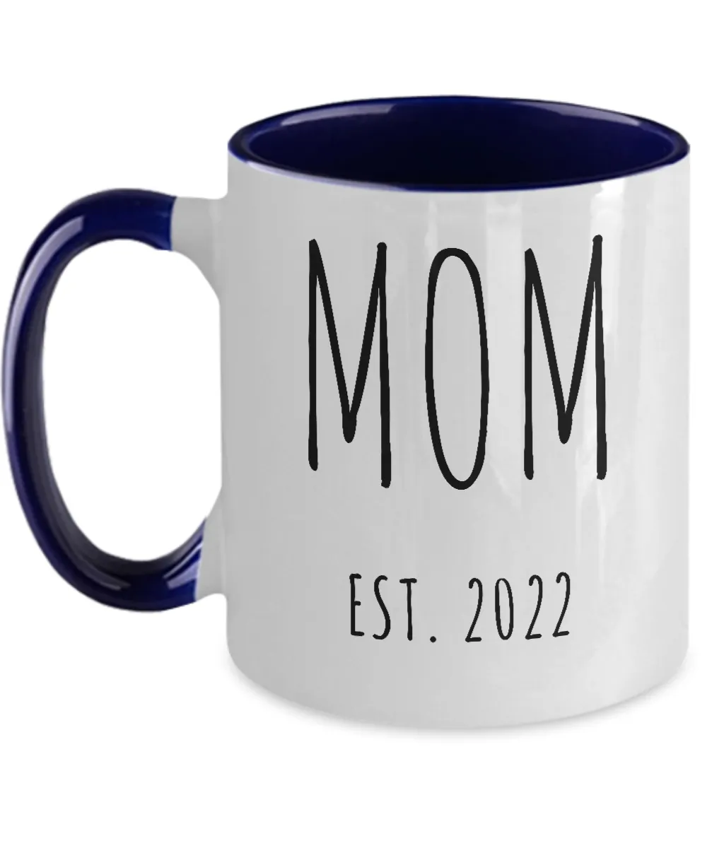 MOM EST 2022 Two-Tone Mug Coffee Cup Funny Gift