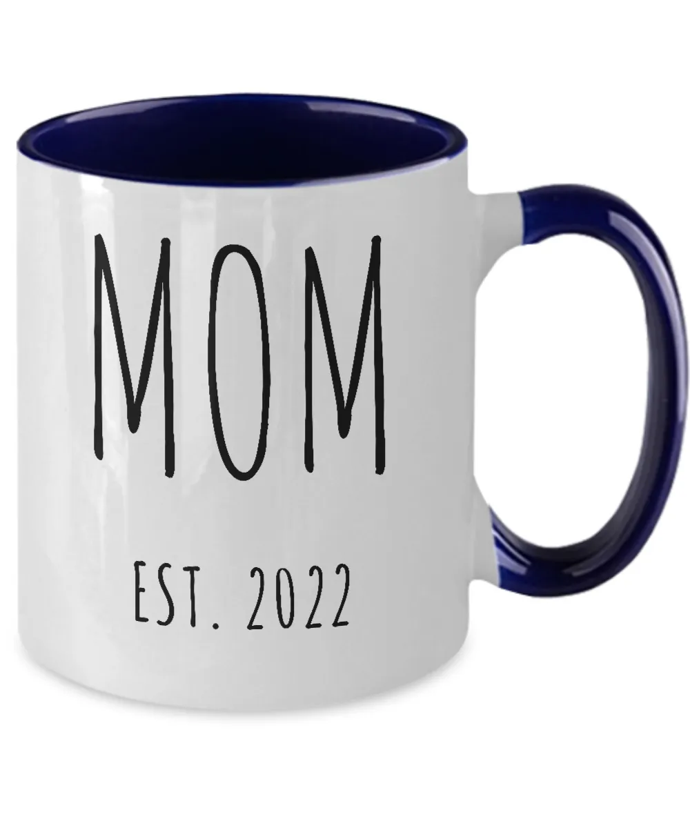 MOM EST 2022 Two-Tone Mug Coffee Cup Funny Gift