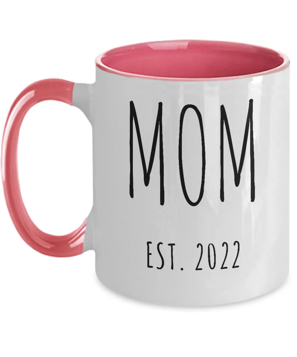 MOM EST 2022 Two-Tone Mug Coffee Cup Funny Gift