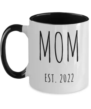 MOM EST 2022 Two-Tone Mug Coffee Cup Funny Gift