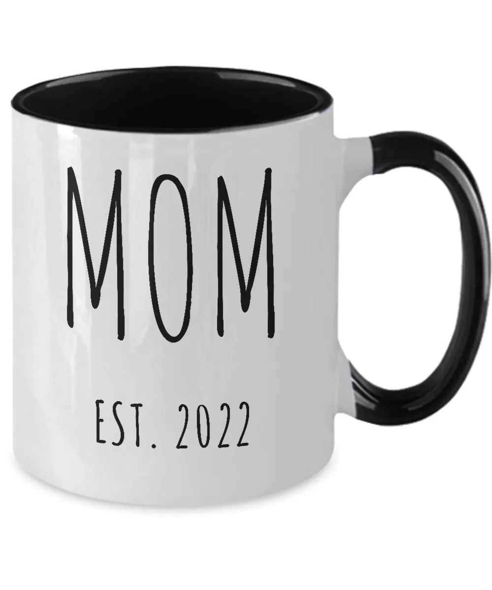 MOM EST 2022 Two-Tone Mug Coffee Cup Funny Gift