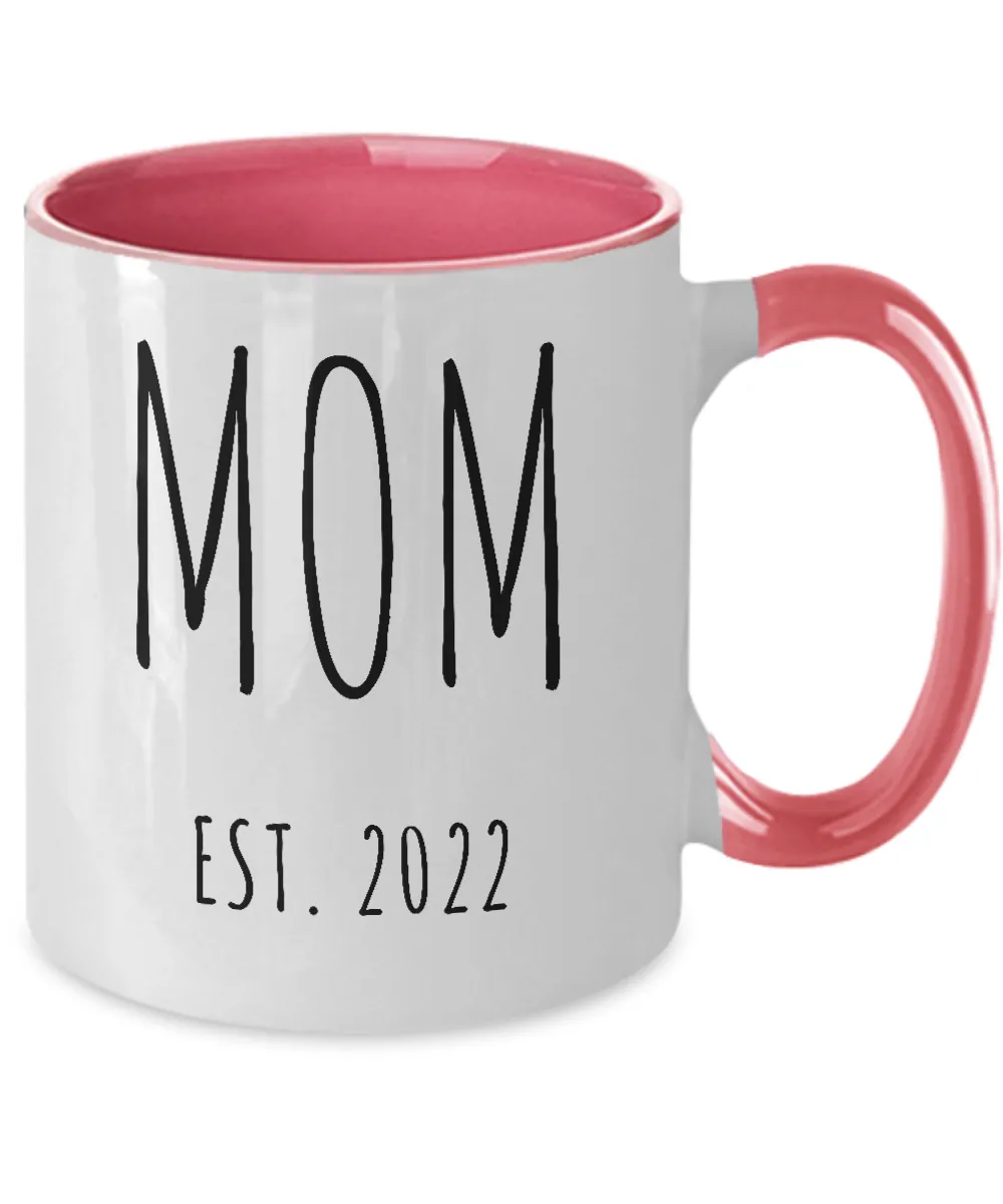 MOM EST 2022 Two-Tone Mug Coffee Cup Funny Gift