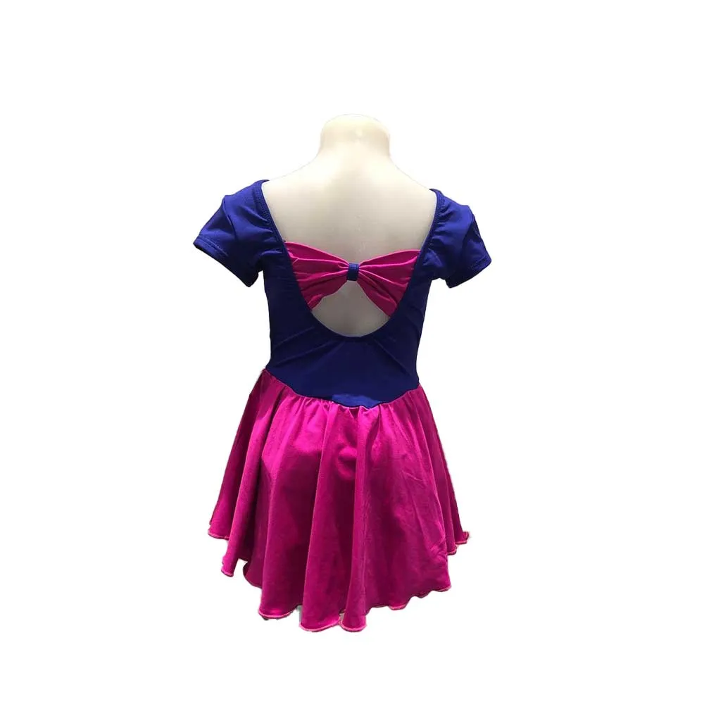 Motionwear 4370 Paula Davey Bow Back Ballet Dress - Concord Blue & Fuschia - Girls