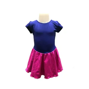 Motionwear 4370 Paula Davey Bow Back Ballet Dress - Concord Blue & Fuschia - Girls