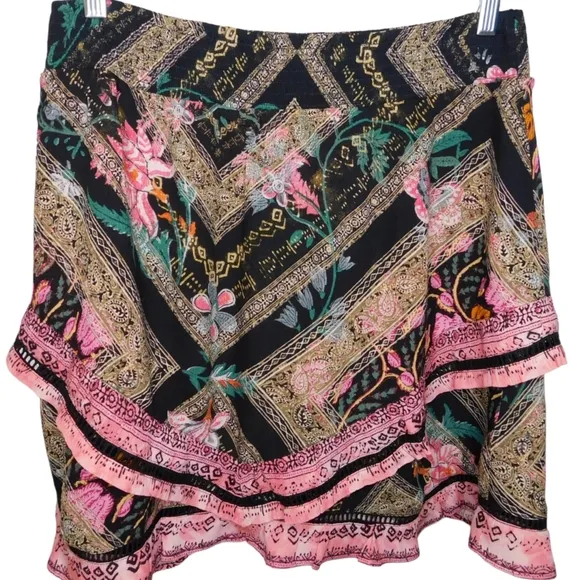 NASTY GAL Coastal Cowgirl Floral Print Ruffle Tiered Mini Skirt