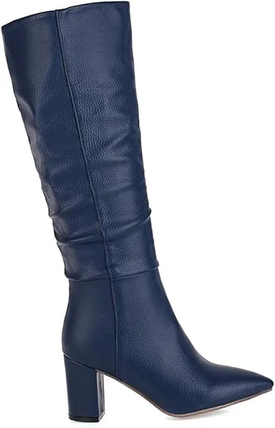 NEW Caradise Womens High Chunky Heel Knee High Slouch Pointed Toe Boots, Blue, Sz 8.5, Retails $65