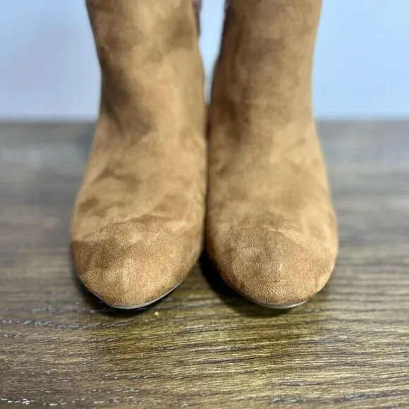 New Directions Faux Suede Trilly Wedge Ankle Boots Size 10 Women’s Brown / Tan