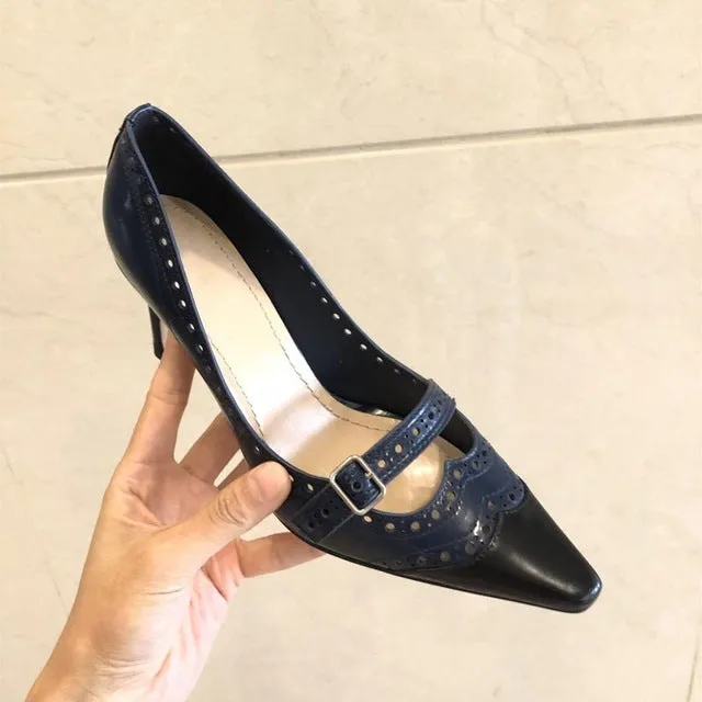 New Hot Sale Shoes Women Sexy Party Women Pumps Genuine Leather High Heels Shallow Pointed Toe Women Pumps