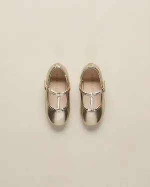 Noralee - T-Strap Ballet Flats - Gold Metallic