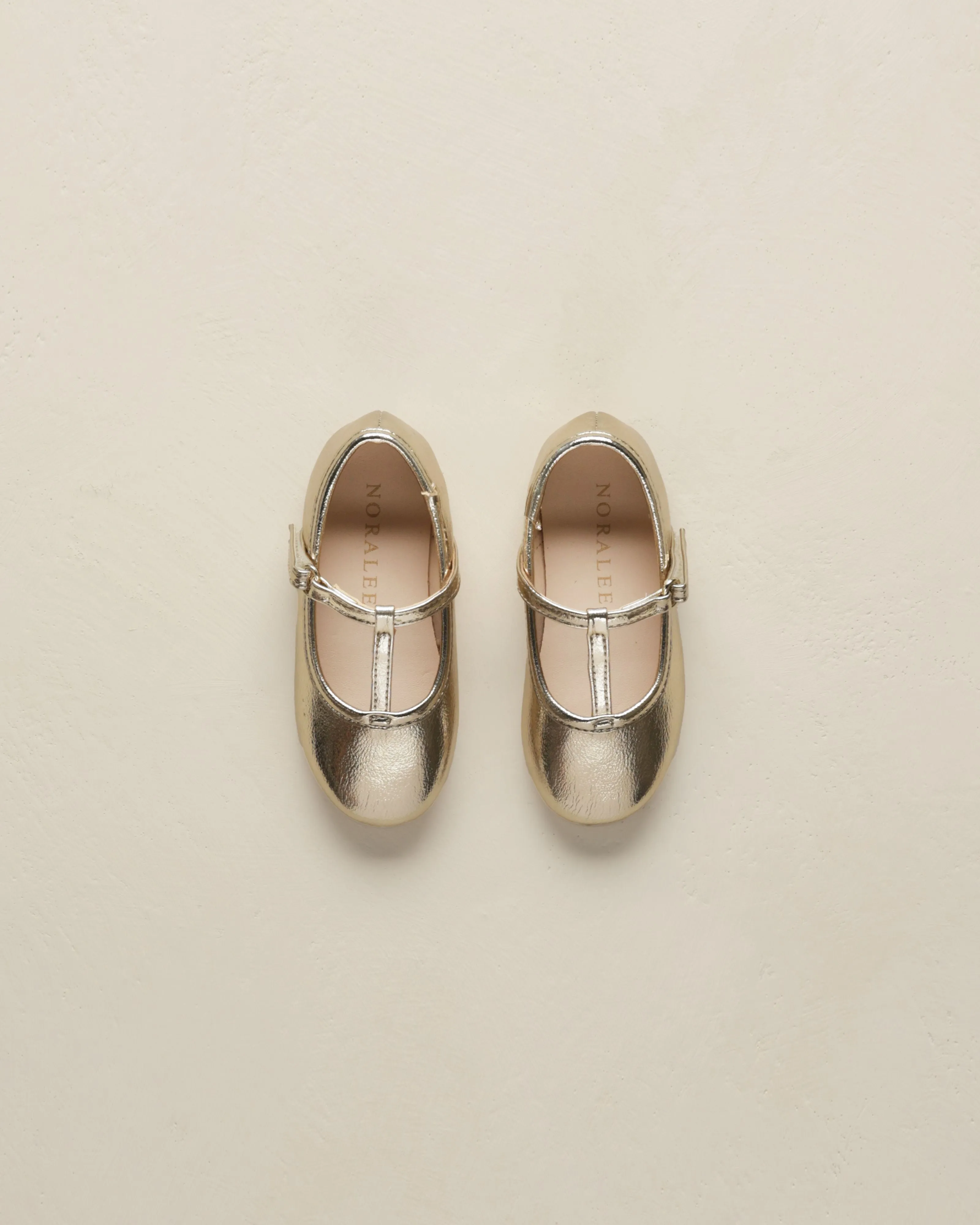 Noralee - T-Strap Ballet Flats - Gold Metallic