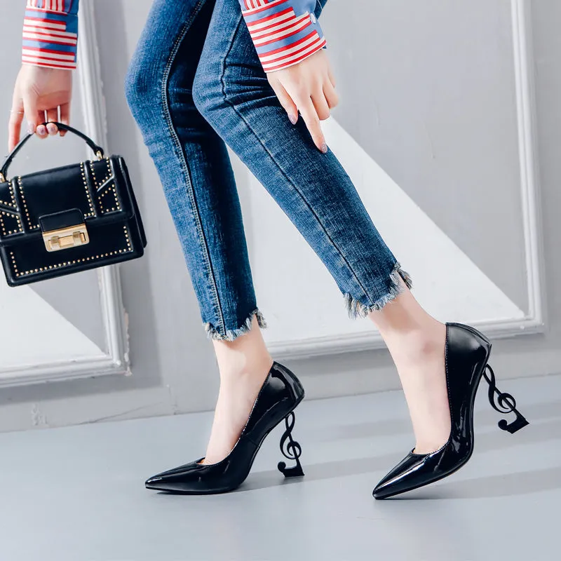 Novelty Strange Style Heels Pumps Women Genuine Leather