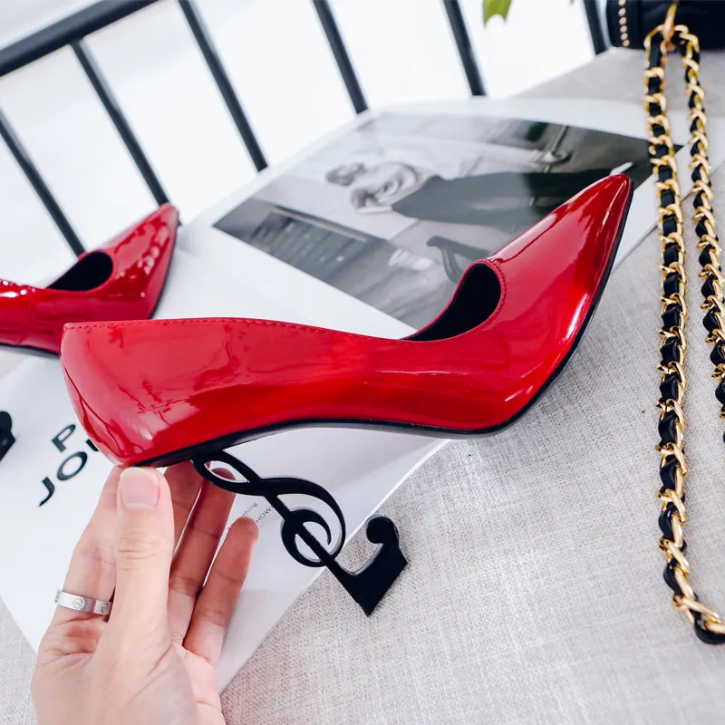 Novelty Strange Style Heels Pumps Women Genuine Leather