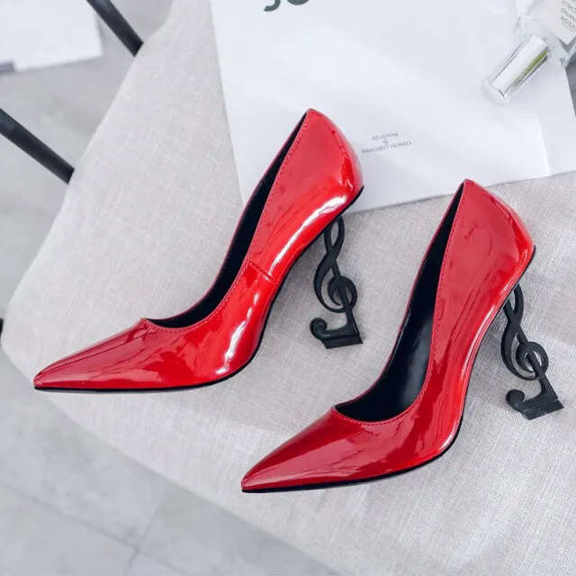 Novelty Strange Style Heels Pumps Women Genuine Leather