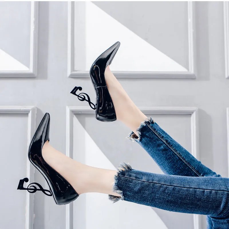 Novelty Strange Style Heels Pumps Women Genuine Leather