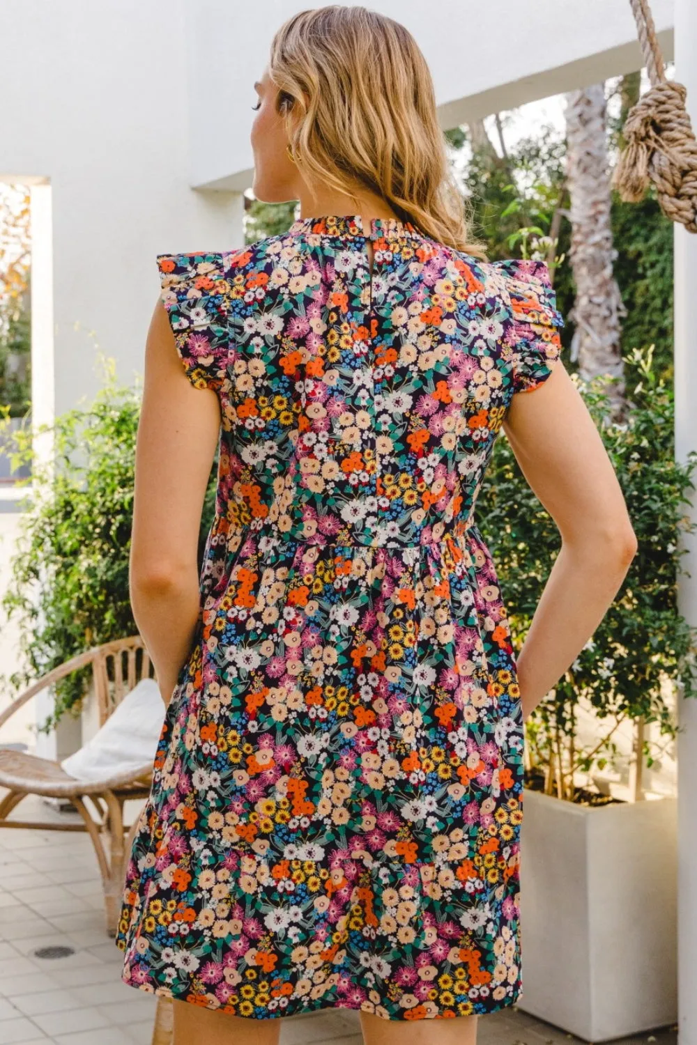 Oddi Floral Ruffled Mini Dress