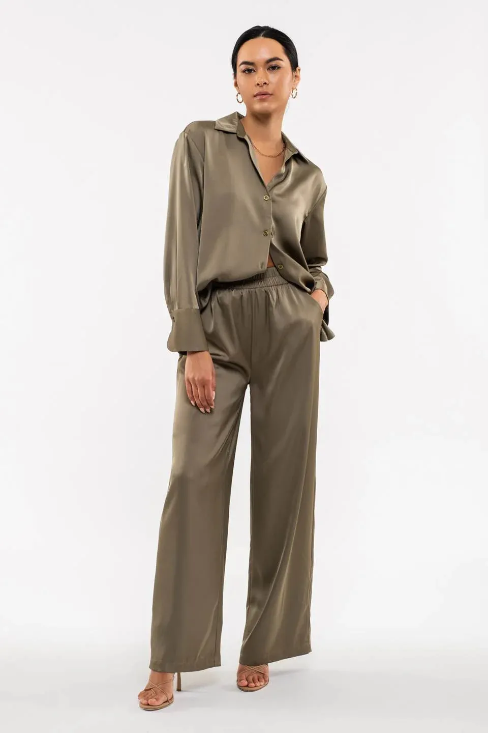 Off To Work Satin Pants-Multiple Colors Available