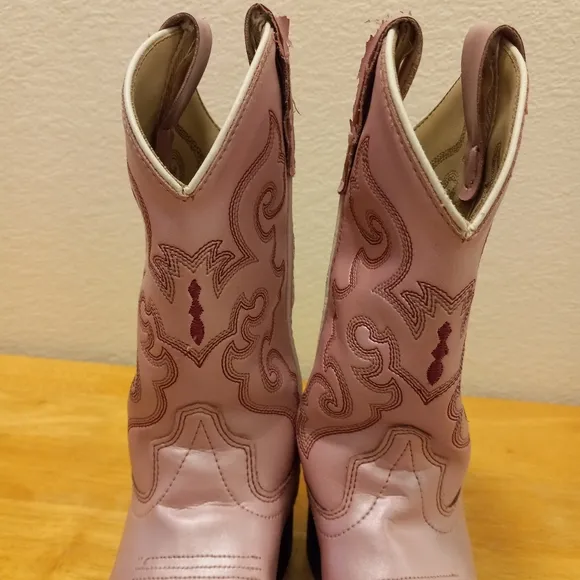 Old West 10 Girls Pearl Pink Western Cowgirl Cowboy Rodeo Boots (Kids)