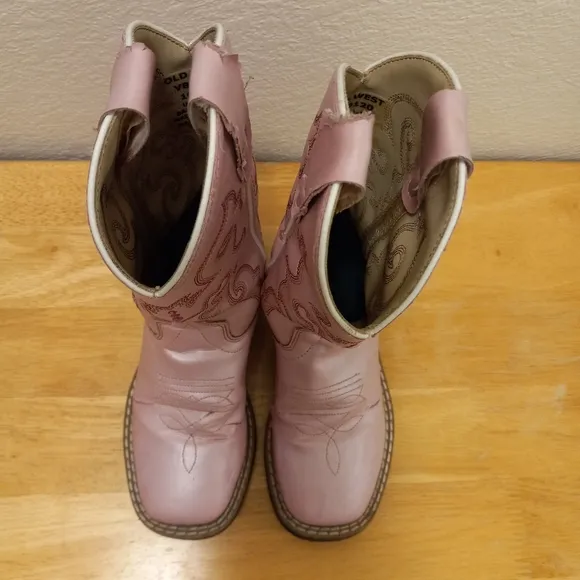 Old West 10 Girls Pearl Pink Western Cowgirl Cowboy Rodeo Boots (Kids)