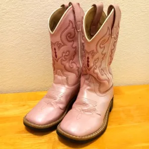 Old West 10 Girls Pearl Pink Western Cowgirl Cowboy Rodeo Boots (Kids)