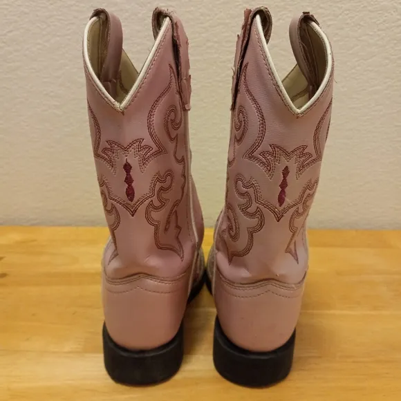 Old West 10 Girls Pearl Pink Western Cowgirl Cowboy Rodeo Boots (Kids)