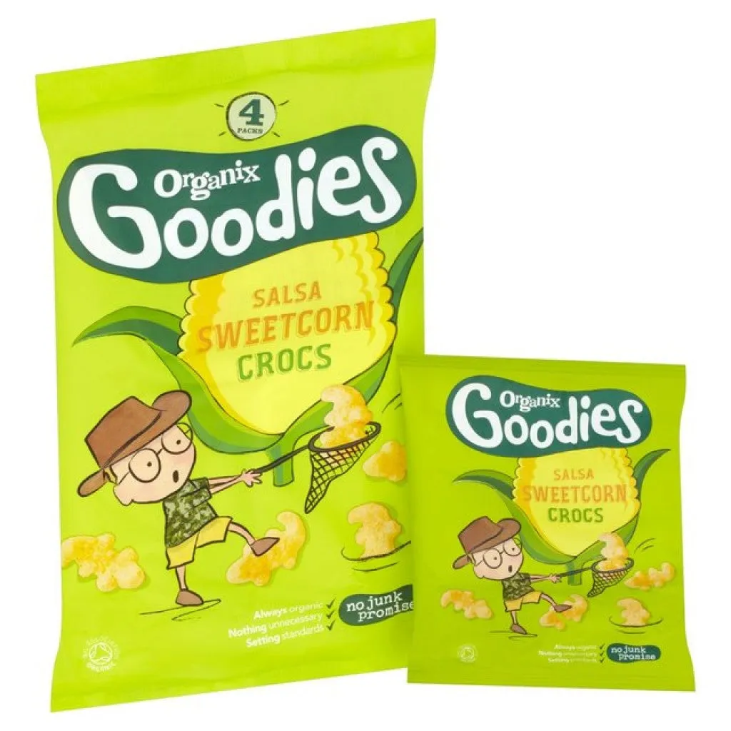 Organix Goodies Organic Sweetcorn Salsa Snappy Crocs, 4 x 15 g.