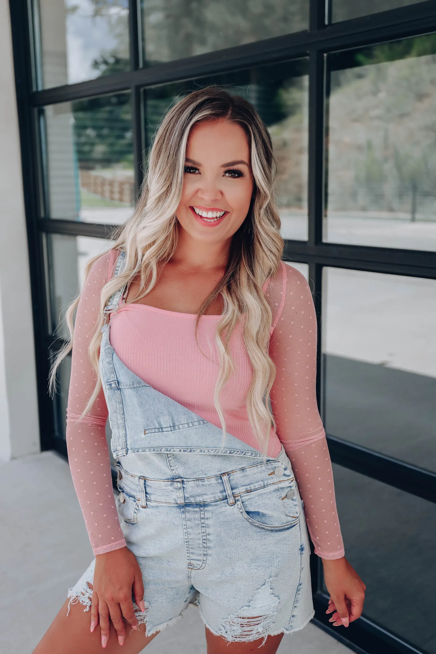 Peri Pink Mesh Sleeve Bodysuit
