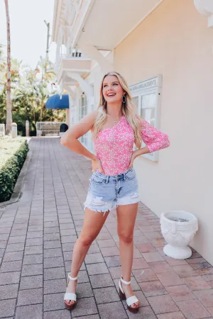 Petal Print One Shoulder Top
