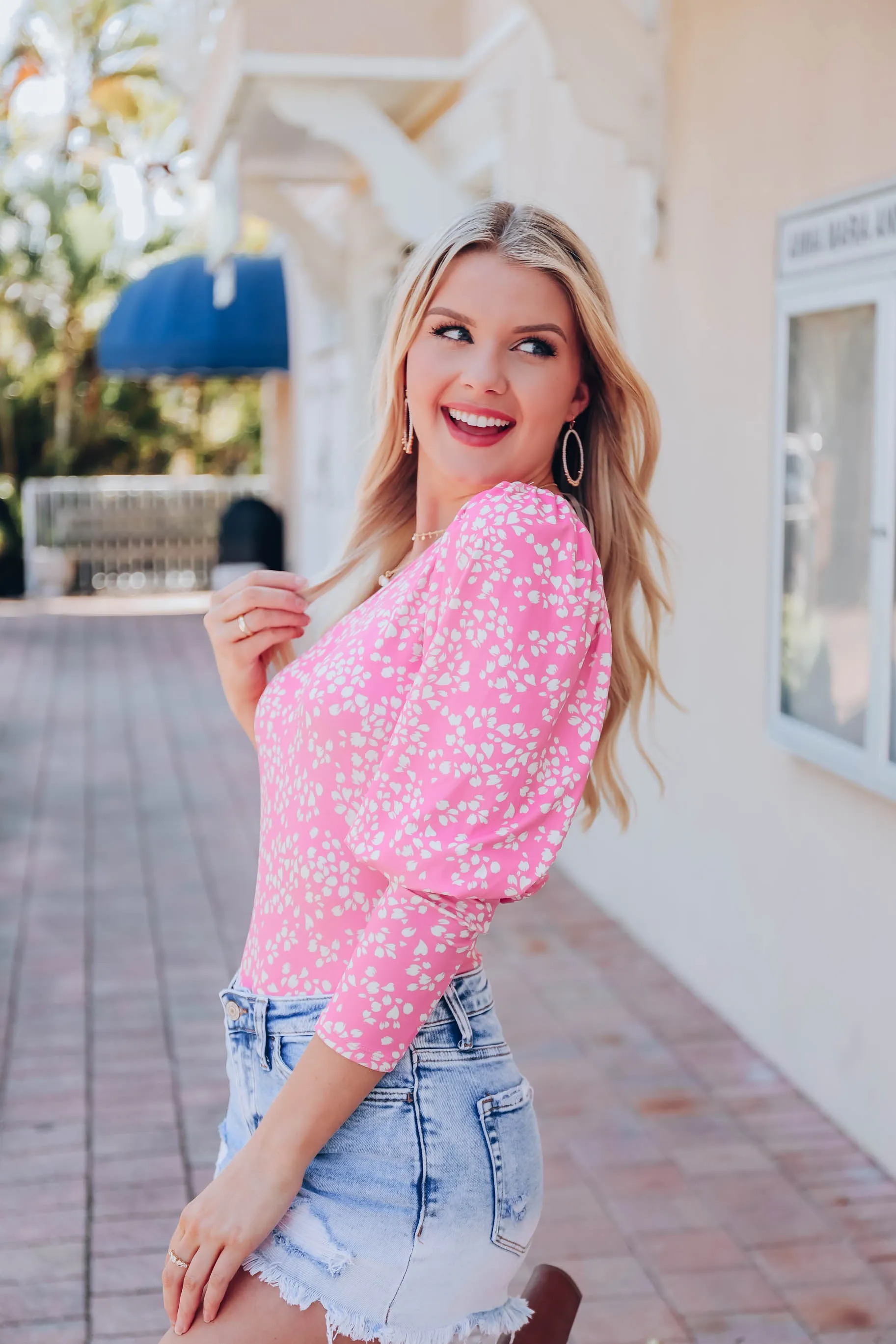 Petal Print One Shoulder Top