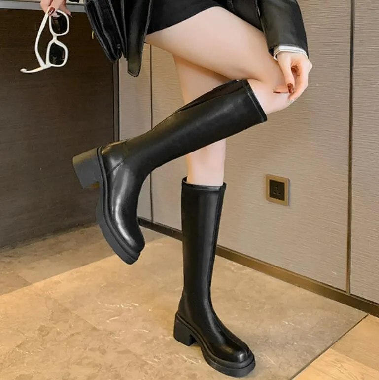 Petite Size Block Heel Under Knee Long Boots TS153