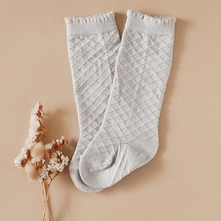 Picnic Knee High Socks - Cloud
