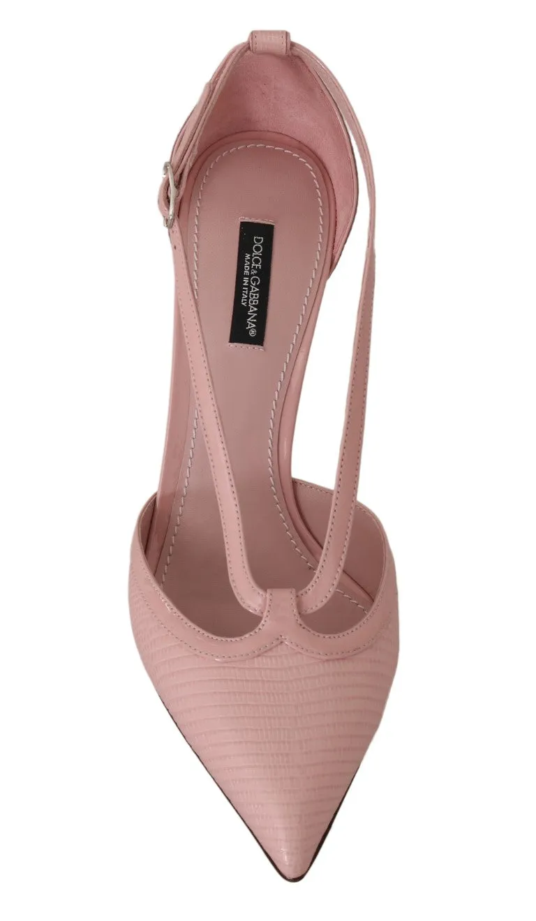 Pink Leather Iguana Strap Pumps Heels