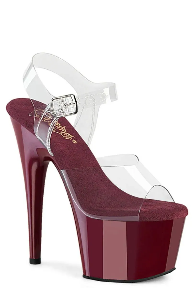 Pleaser USA Adore-708 7inch Pleaser Stilettos - Burgundy